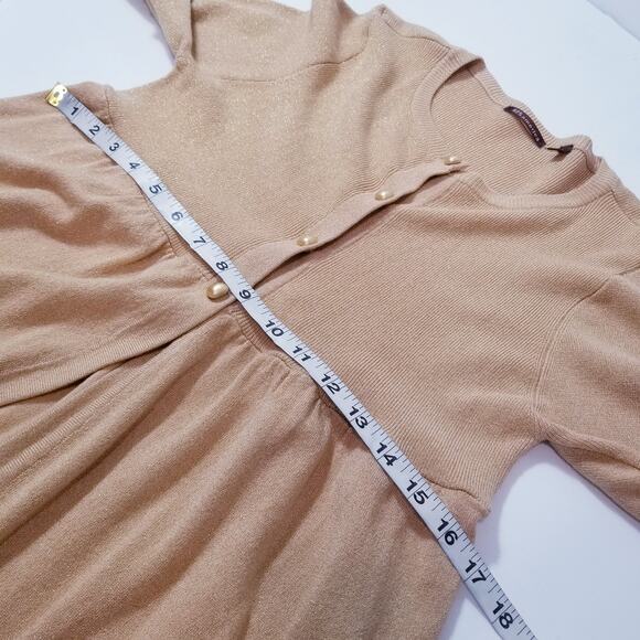 525 America Sparkles Glitters Gold Button Knit Cardigan Top - Picture 5 of 13